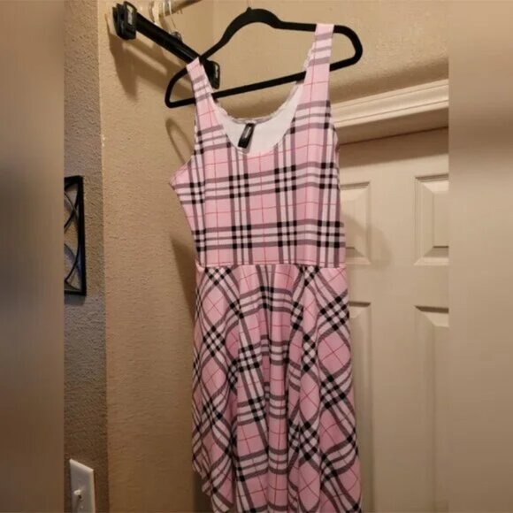 Blackmilk Tartan Sugar Scoop Skater Dress - Limited Style Pink & Black Plaid XL - Picture 5 of 13